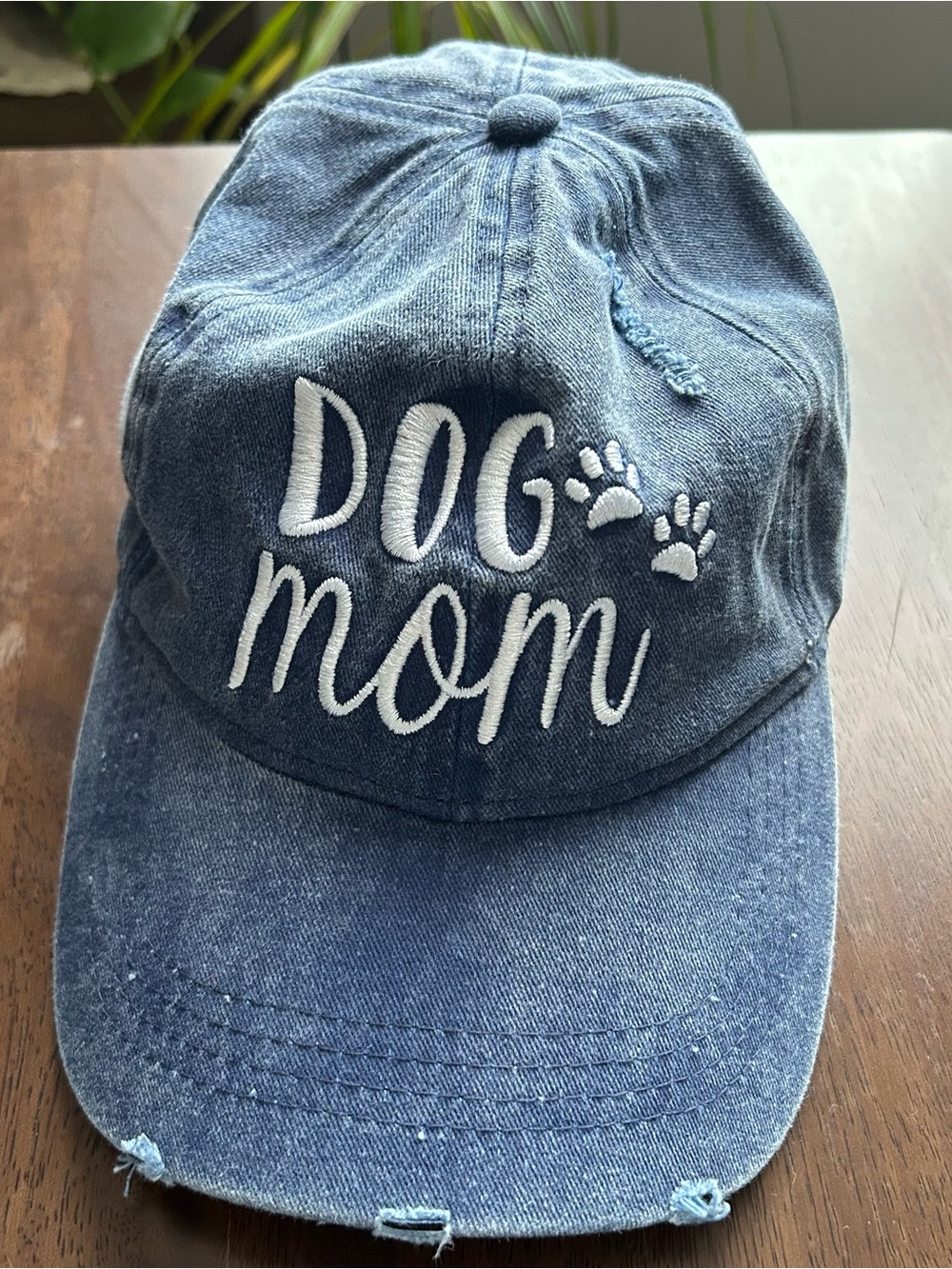 Dog Mom Distressed Denim hat